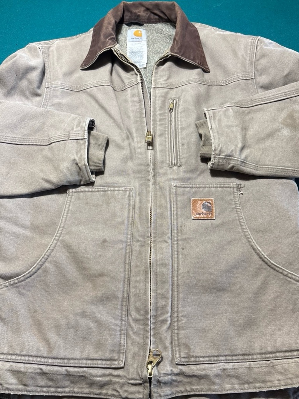 Carhartt C61 MUS Sherpa Lined Brown Work Jacket ,distressing W/one spot, S , $85